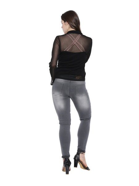 Womens Bamboo Crossback Tank - Slate Black with Summer Blush (AWFR004K)