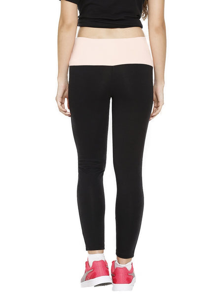 Women's Bamboo Ankle-Length Leggings - Slate Black with Summer Blush (AWFL001L)