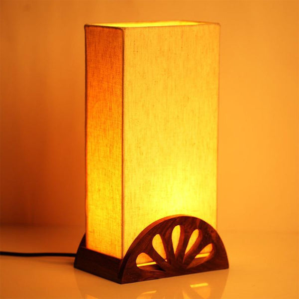 Sunrise Decorative Table Lamp in Sheesham Wood Created by Traditional Artisans