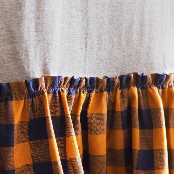 Orange Checkered Women's Pep Tee (Fair Trade, Low  wastage )