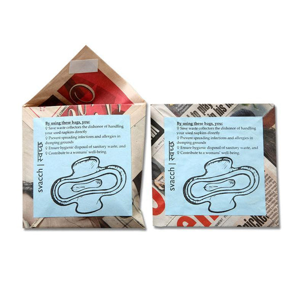 Svacch Sanitary Pad Disposal Bags made from Recycled Newspaper - Pack of 100