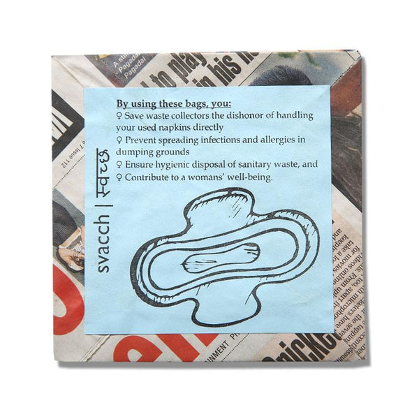 Svacch Sanitary Pad Disposal Bags made from Recycled Newspaper - Pack of 100