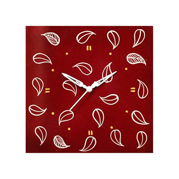 Hand Painted Wall Clock Created by Traditional Artisans - Red