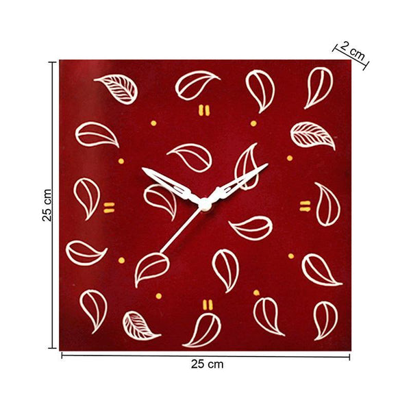 Hand Painted Wall Clock Created by Traditional Artisans - Red