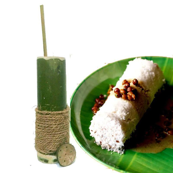 Natural Bamboo and Coconut Shell Puttu Maker (Green)