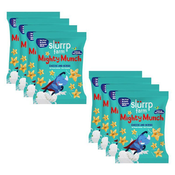 Tasty Mighty Munch - Cheese and Herbs - Healthy Snack for Kids (Pack of 8) - 200g