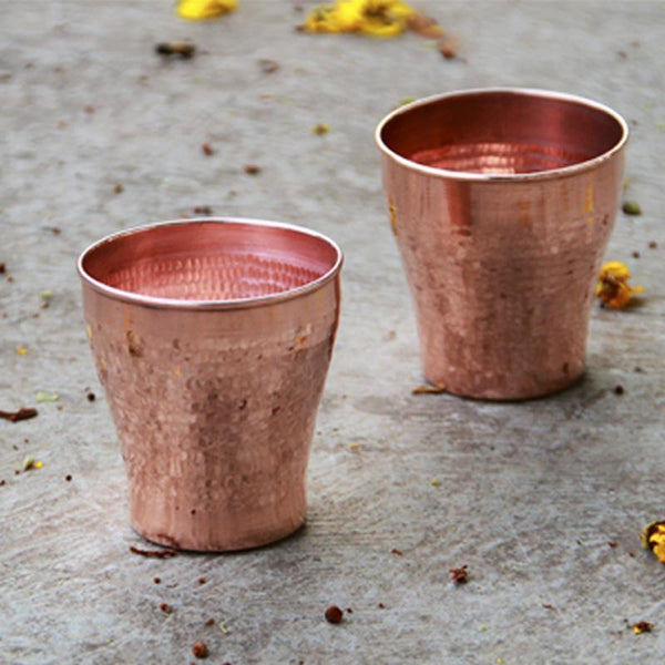 Terracopper Tumblers Handcrafted by Traditional Copper Artisans (Set of 2)