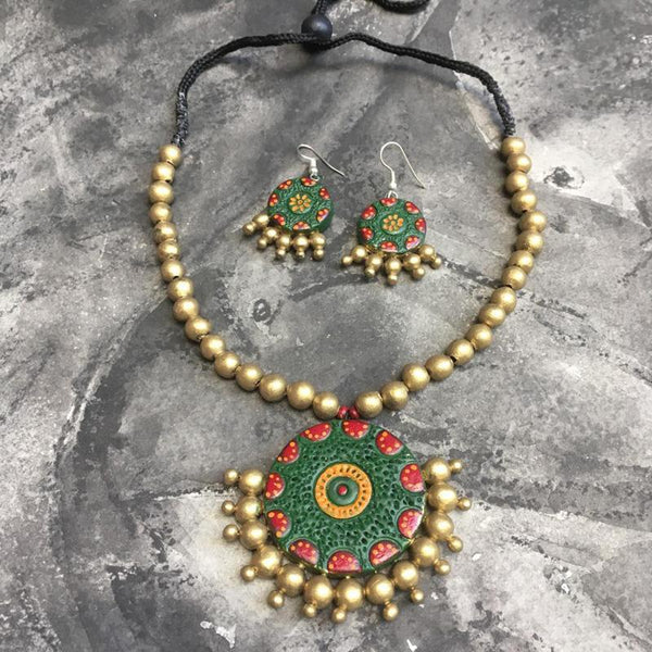 Terracotta Jewellery Set Handmade by Women Artisans - Round Design
