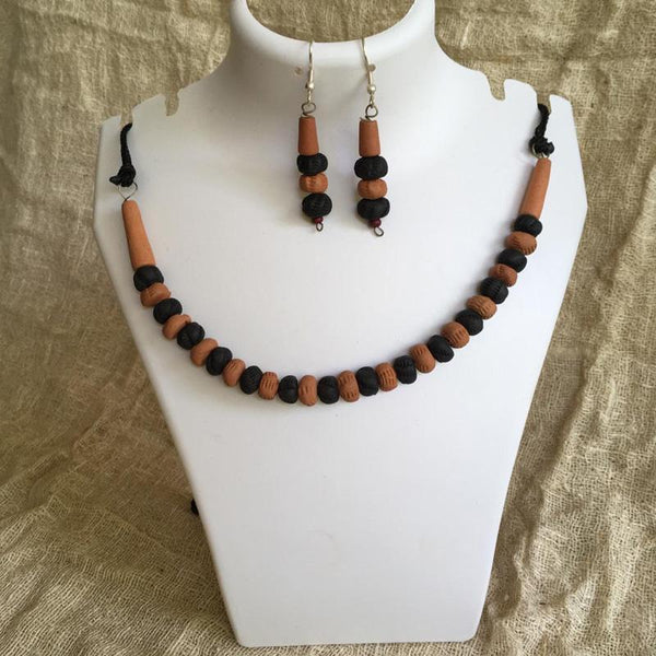 Terracotta Jewellery Set Handmade by Women Artisans -Brown & Black