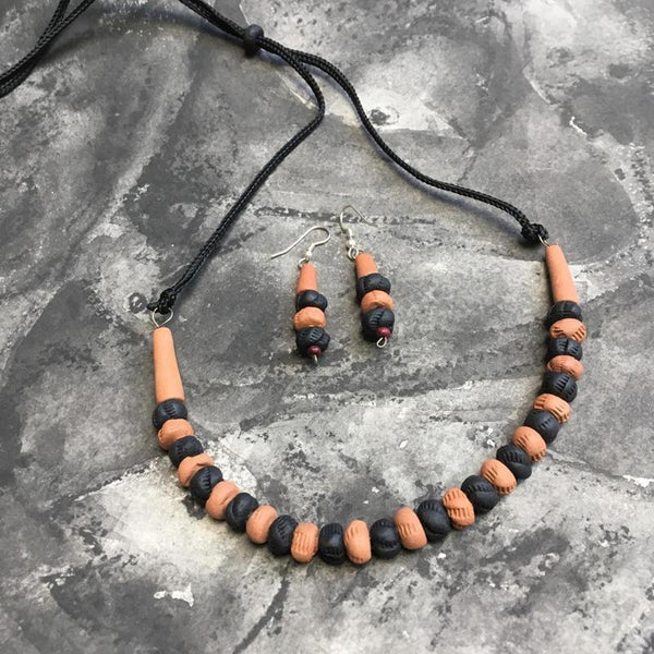Terracotta Jewellery Set Handmade by Women Artisans -Brown & Black