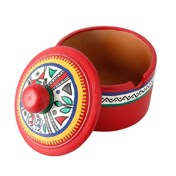 Terracotta Red Pickle Jar Set With Sheesham Tray And Spoon Handcrafted by Traditional Artisans