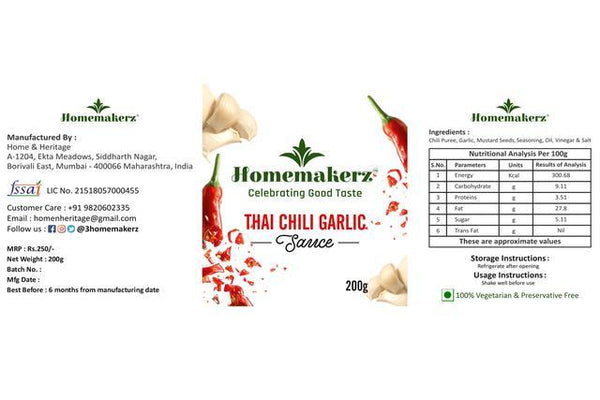 Natural, Preservative-Free Thai Chili Garlic Sauce, 200g