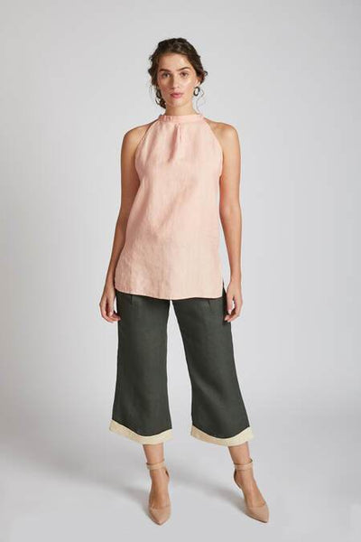 Women's Natural Hemp Halter Top - Peach