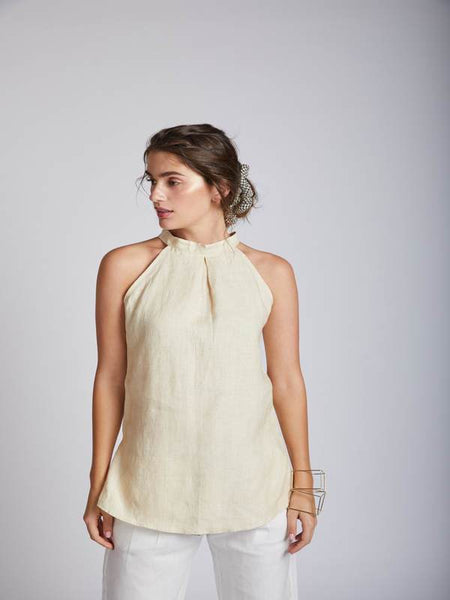 Women's Natural Hemp Halter Top - Beige