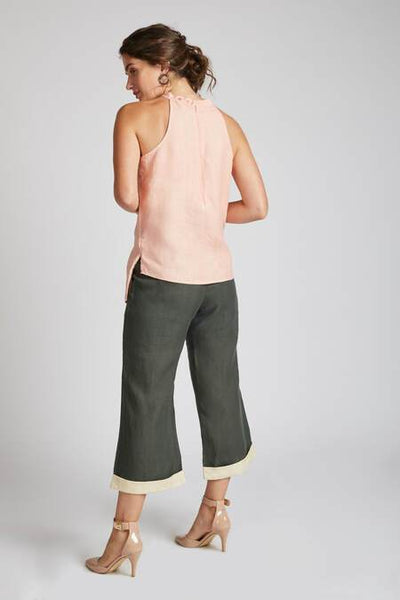 Women's Natural Hemp Halter Top - Peach