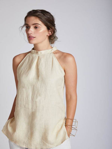 Women's Natural Hemp Halter Top - Beige