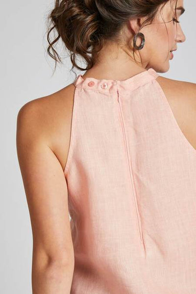 Women's Natural Hemp Halter Top - Peach