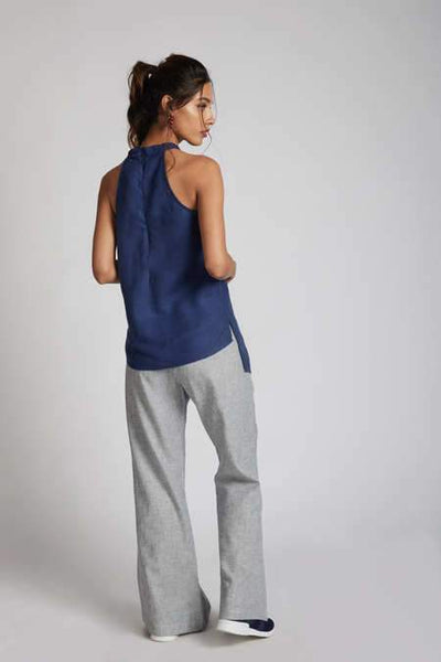 Women's Natural Hemp Halter Top - Navy