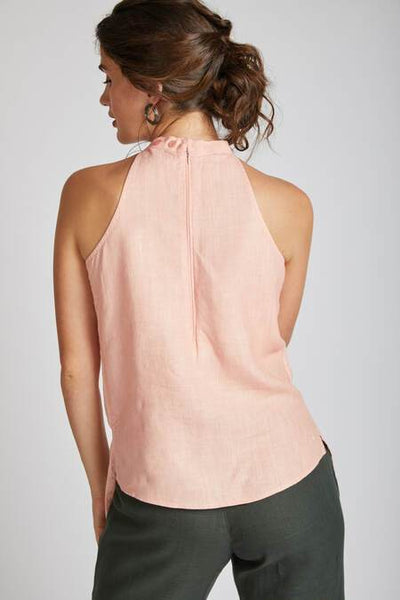 Women's Natural Hemp Halter Top - Peach