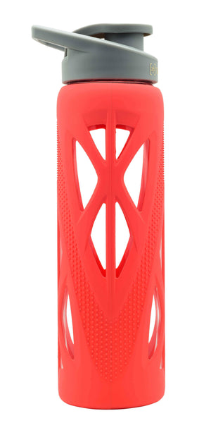 Borosilicate Glass Water Bottle (750 ml) with Protective Silicone Sleeve & Leak-Proof Flip Cap