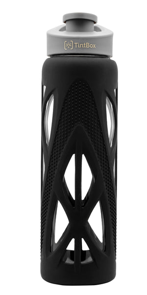 Borosilicate Glass Water Bottle (750 ml) with Protective Silicone Sleeve & Leak-Proof Flip Cap