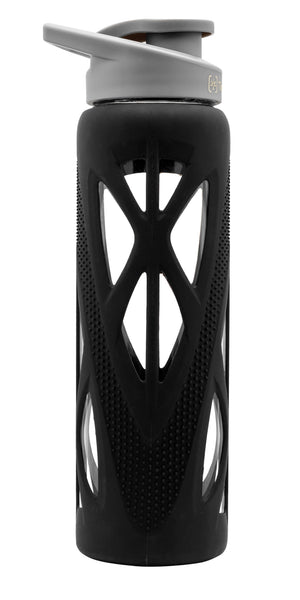 Borosilicate Glass Water Bottle (750 ml) with Protective Silicone Sleeve & Leak-Proof Flip Cap