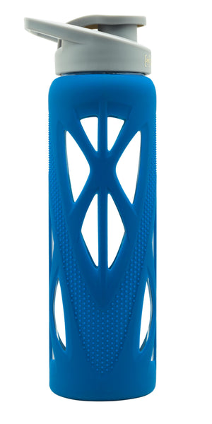 Borosilicate Glass Water Bottle (750 ml) with Protective Silicone Sleeve & Leak-Proof Flip Cap
