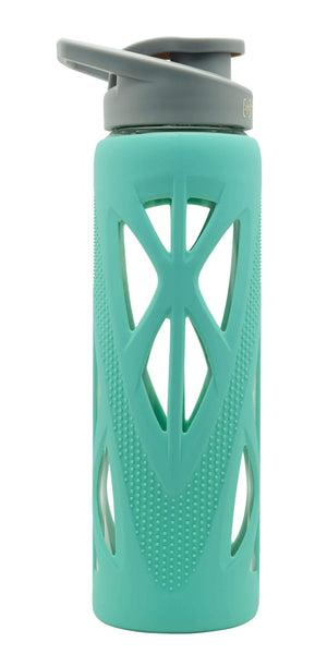 Borosilicate Glass Water Bottle (750 ml) with Protective Silicone Sleeve & Leak-Proof Flip Cap