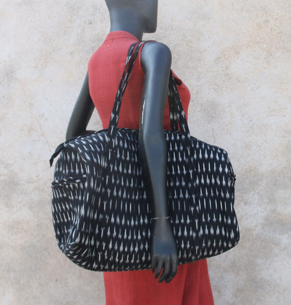 Black Ikat Travel Bag Created by Women Artisans