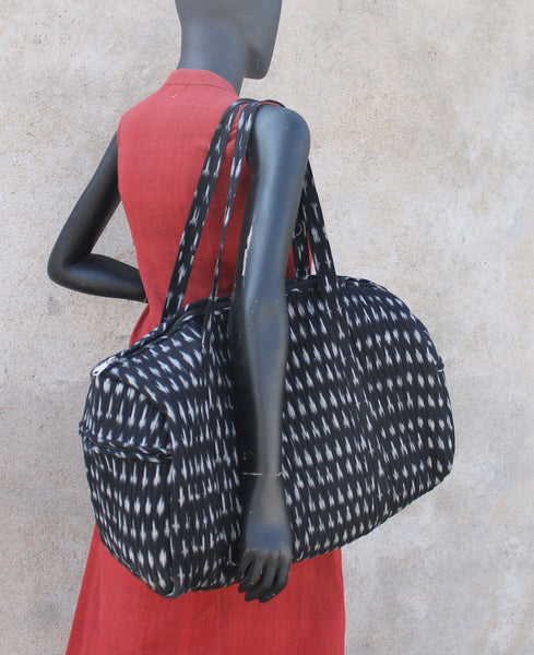 Black Ikat Travel Bag Created by Women Artisans