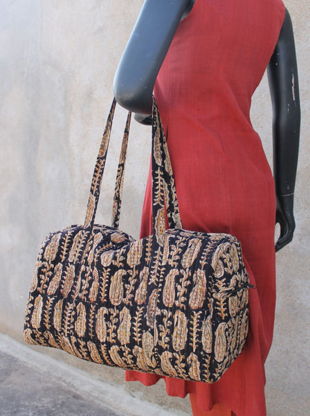 Black Kalamkari Cotton Bag Created by Women Artisans