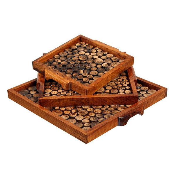 Hand-Carved Wooden Serving Trays (Set of 3) created by Traditional Artisans