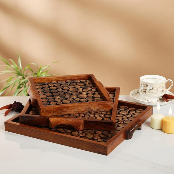 Hand-Carved Wooden Serving Trays (Set of 3) created by Traditional Artisans