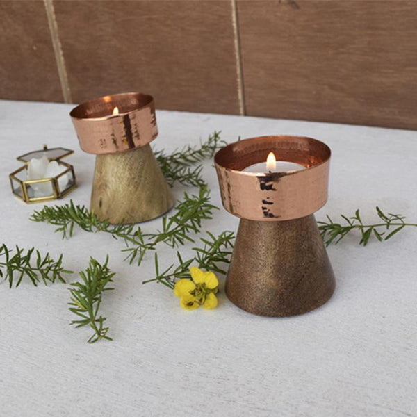 Copper Twilight Tealight Holder Handcrafted by Traditional Artisans