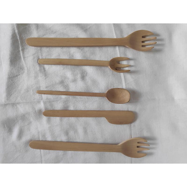 Udayagiri Handcrafted Wooden Cutlery Set ( 2 Big Forks + 1 Butter Knife + 1 Spoon + 1 Small Fork )