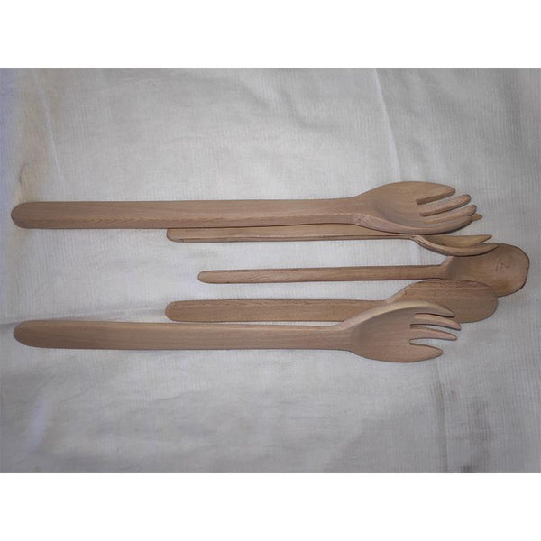 Udayagiri Handcrafted Wooden Cutlery Set ( 2 Big Forks + 1 Butter Knife + 1 Spoon + 1 Small Fork )