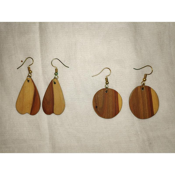 Udayagiri Wooden Handcrafted Earrings (Set of 2 )