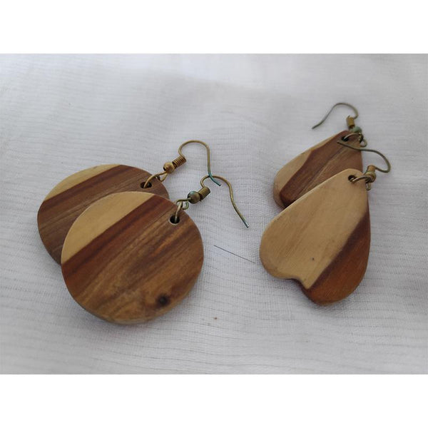 Udayagiri Wooden Handcrafted Earrings (Set of 2 )