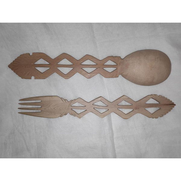 Udayagiri Handcrafted Wooden Serving Spoon and Fork Set