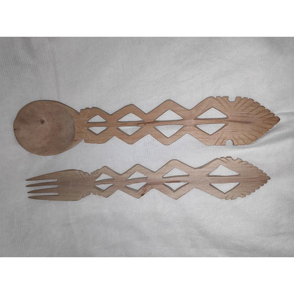 Udayagiri Handcrafted Wooden Serving Spoon and Fork Set