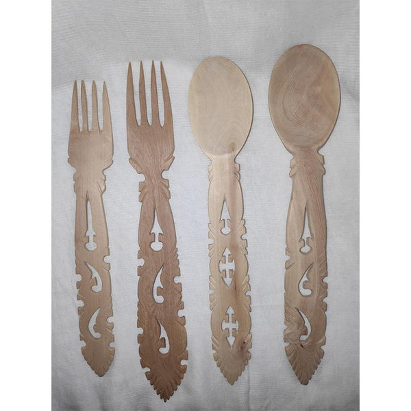Udayagiri Handcrafted Wooden Spoons and Forks Set (Set of 4)