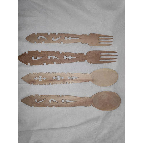Udayagiri Handcrafted Wooden Spoons and Forks Set (Set of 4)