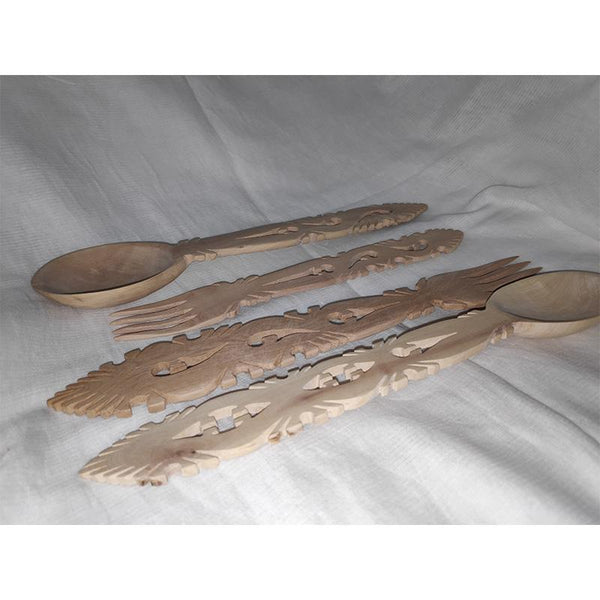 Udayagiri Handcrafted Wooden Spoons and Forks Set (Set of 4)