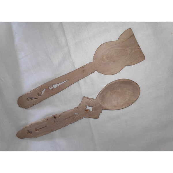 Udayagiri Handcrafted Wooden Flat Cooking Spoon and Mixing Spoon (Pack of 2)