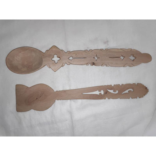 Udayagiri Handcrafted Wooden Flat Cooking Spoon and Mixing Spoon (Pack of 2)
