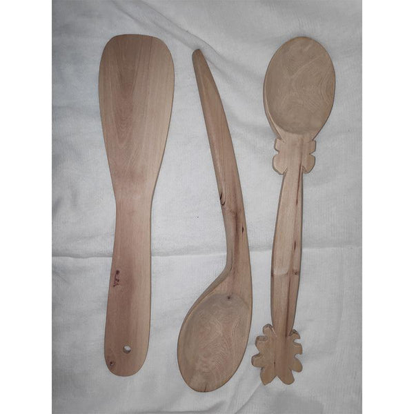 Udayagiri Handcrafted Wooden Flat Cooking Spoon and Mixing Spoons (Pack of 3)