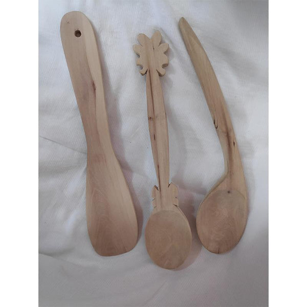 Udayagiri Handcrafted Wooden Flat Cooking Spoon and Mixing Spoons (Pack of 3)