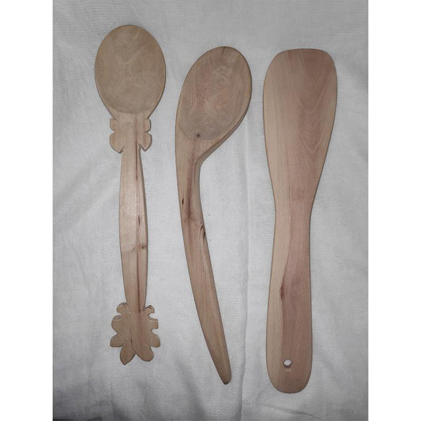 Udayagiri Handcrafted Wooden Flat Cooking Spoon and Mixing Spoons (Pack of 3)