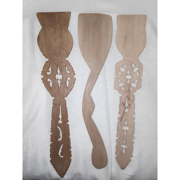 Udayagiri Handcrafted Wooden Flat Cooking Spoon (Set of 3)