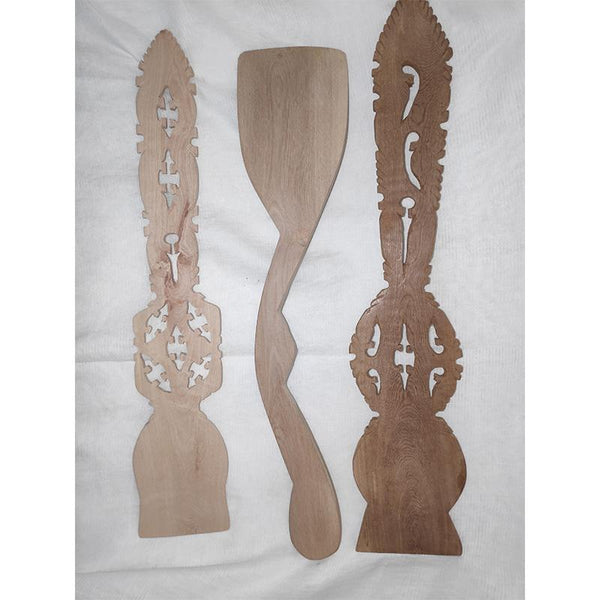 Udayagiri Handcrafted Wooden Flat Cooking Spoon (Set of 3)
